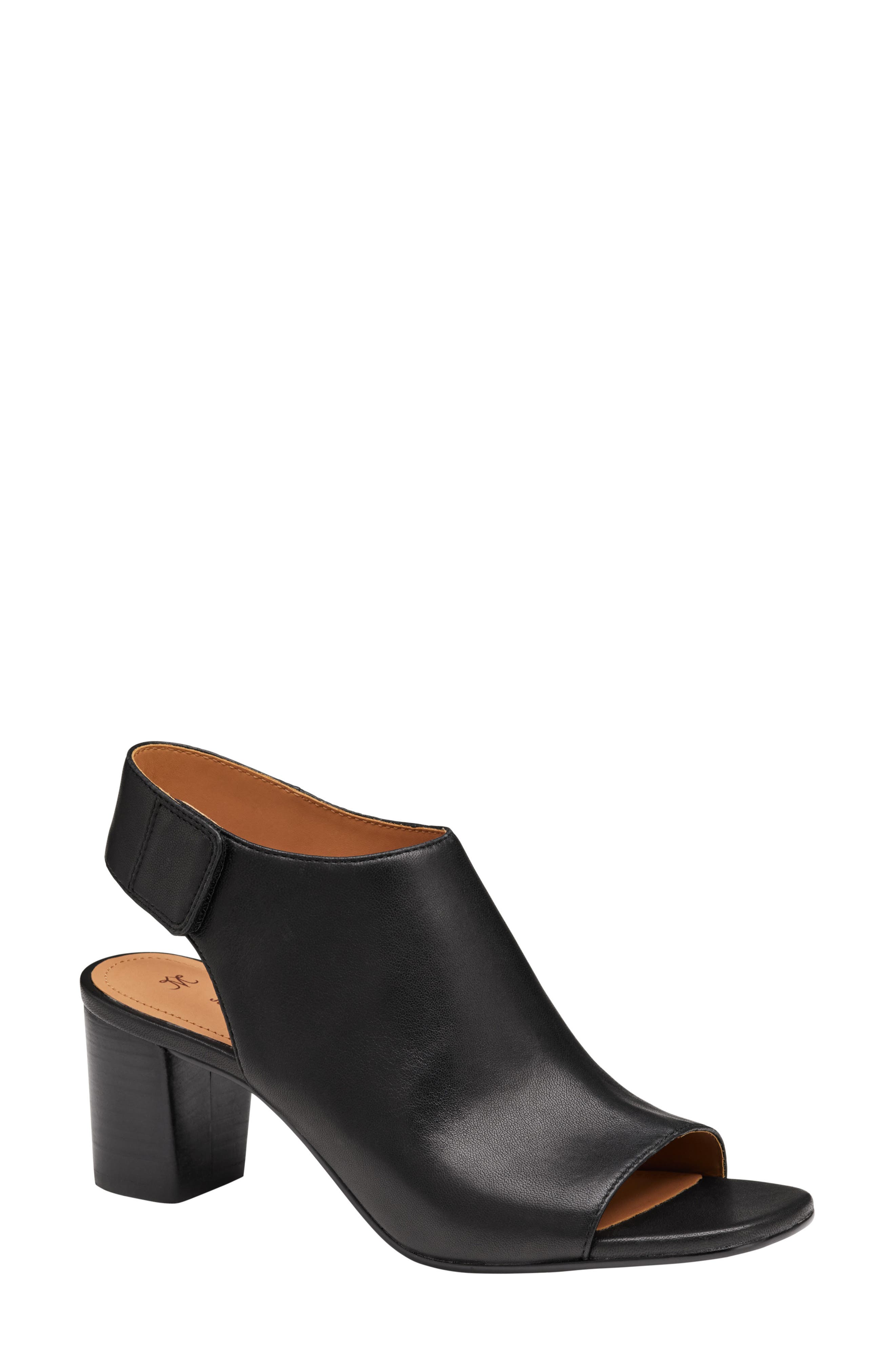Johnston & Murphy Evelyn Open Toe Sandal Bootie, Main, color, Black Glove