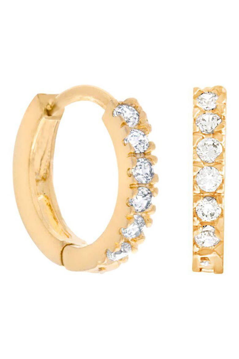 Cubic Zirconia Mini Hoop Earrings, Main, color, GOLD