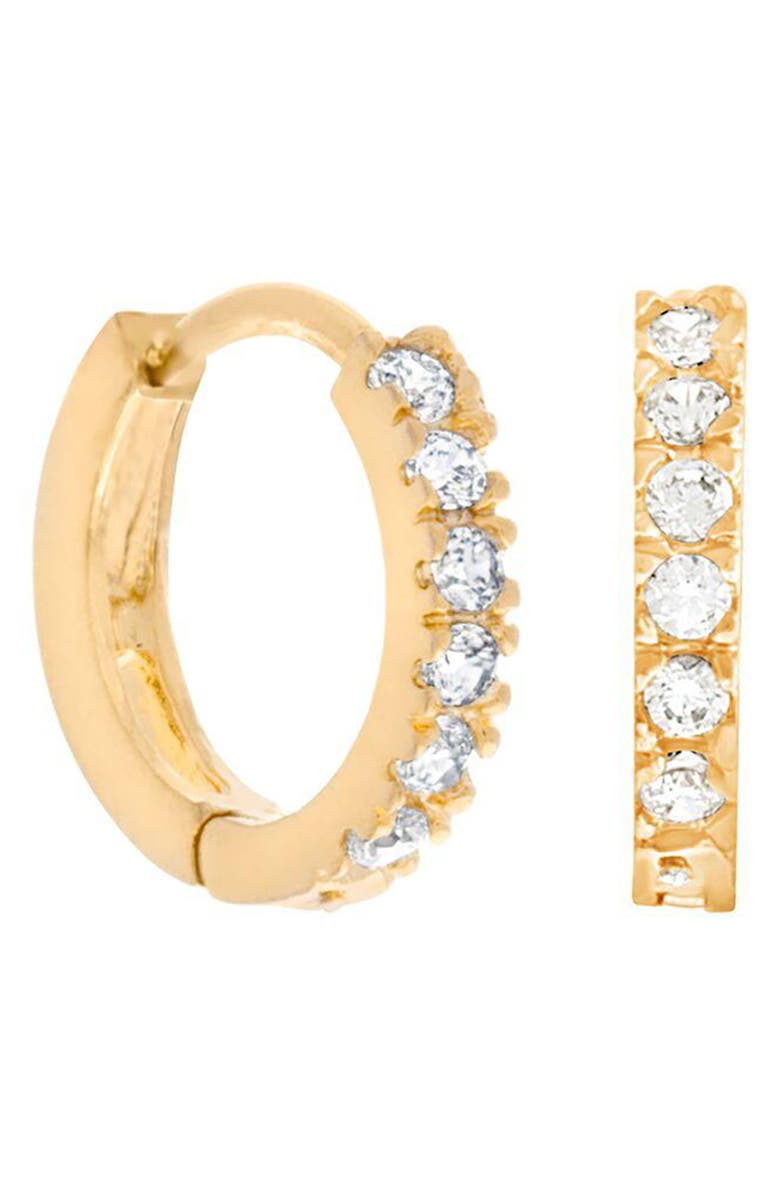 Girls Crew Cubic Zirconia Mini Hoop Earrings, Main, color, Gold