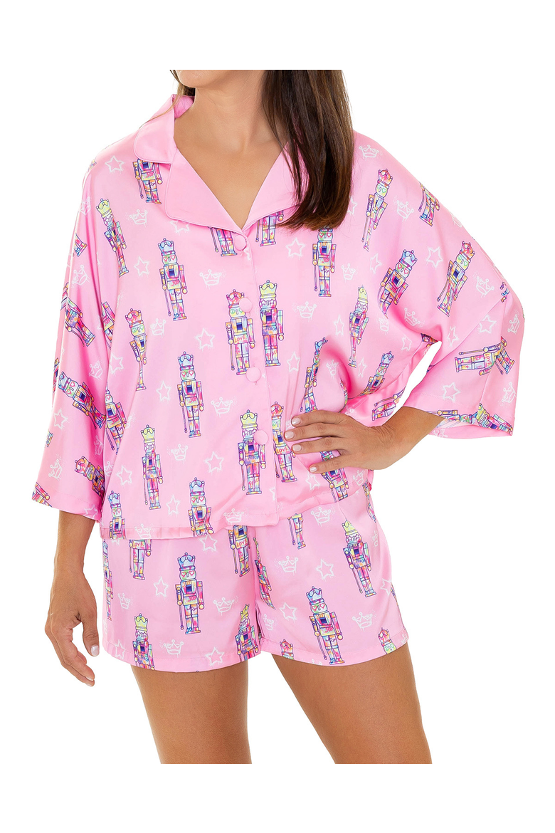 Graffiti Nutcracker 3/4 Sleeve Shorts Set, Main, color, Multicolor