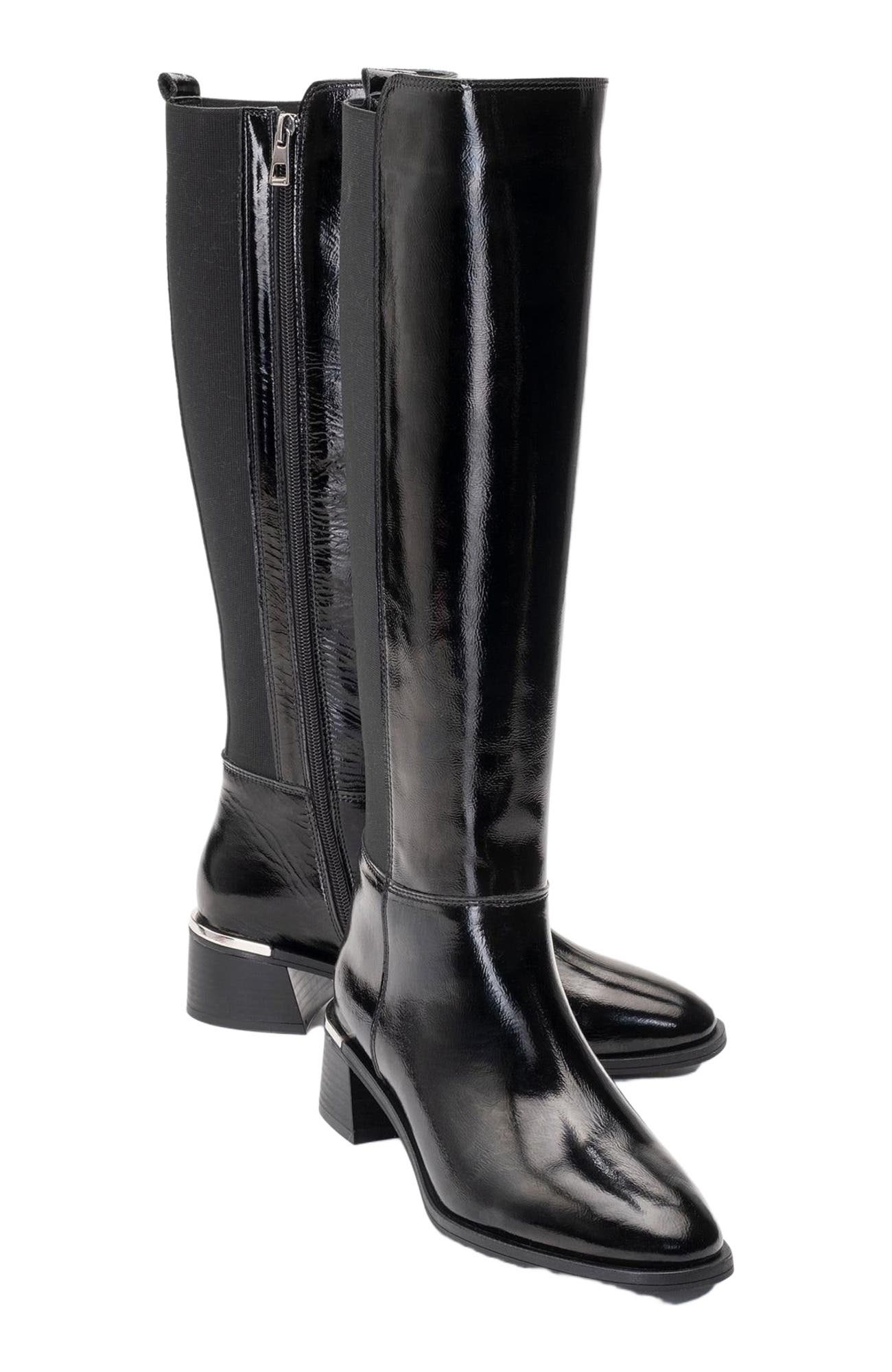 Forever & Always Shoes Rochos Leather Boot, Main, color, Black Patent Leather