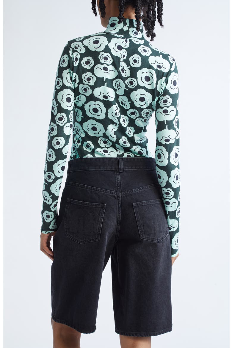 Armas Tumma Floral Turtleneck Top, Alternate, color, DARK GREEN TURQUOISE BLACK