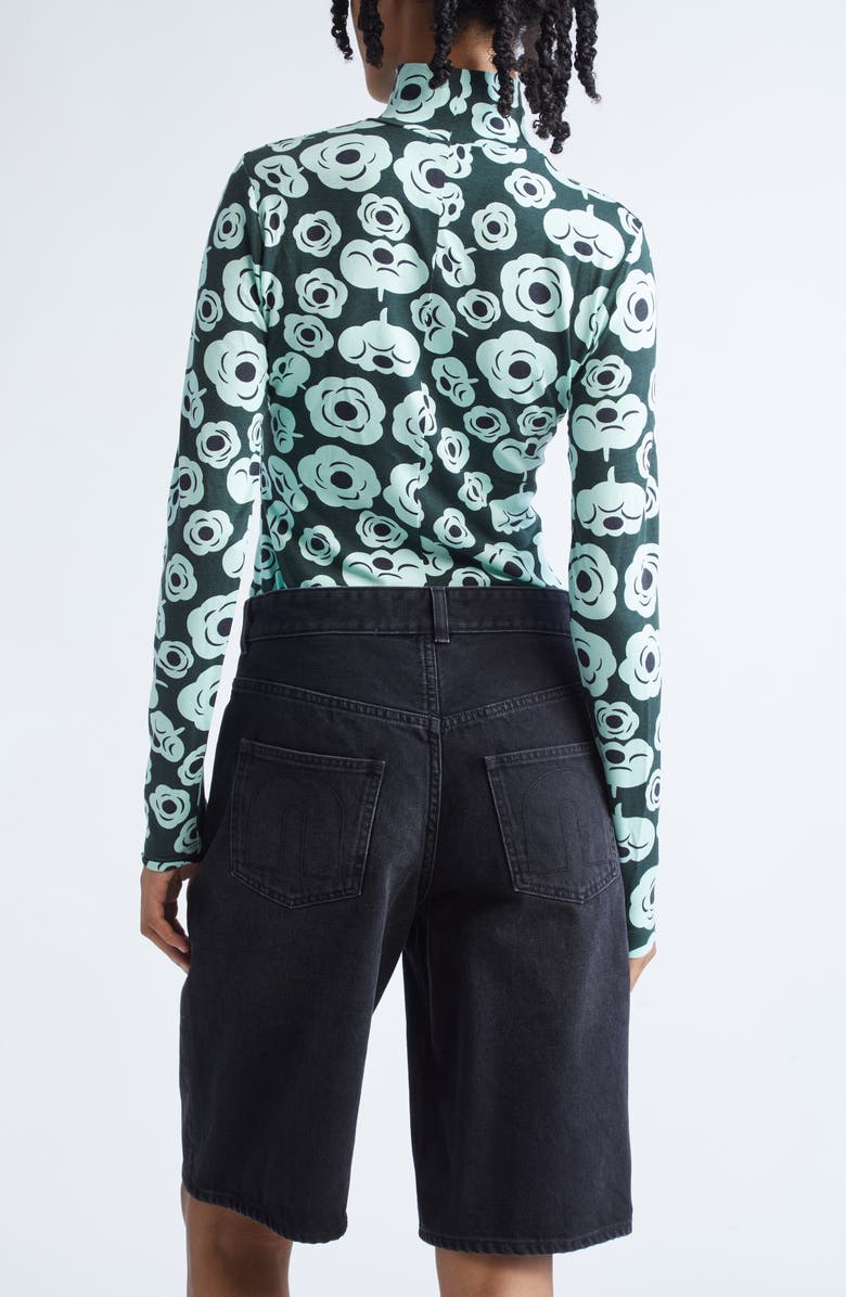 Marimekko Armas Tumma Floral Turtleneck Top, Alternate, color, Dark Green Turquoise Black