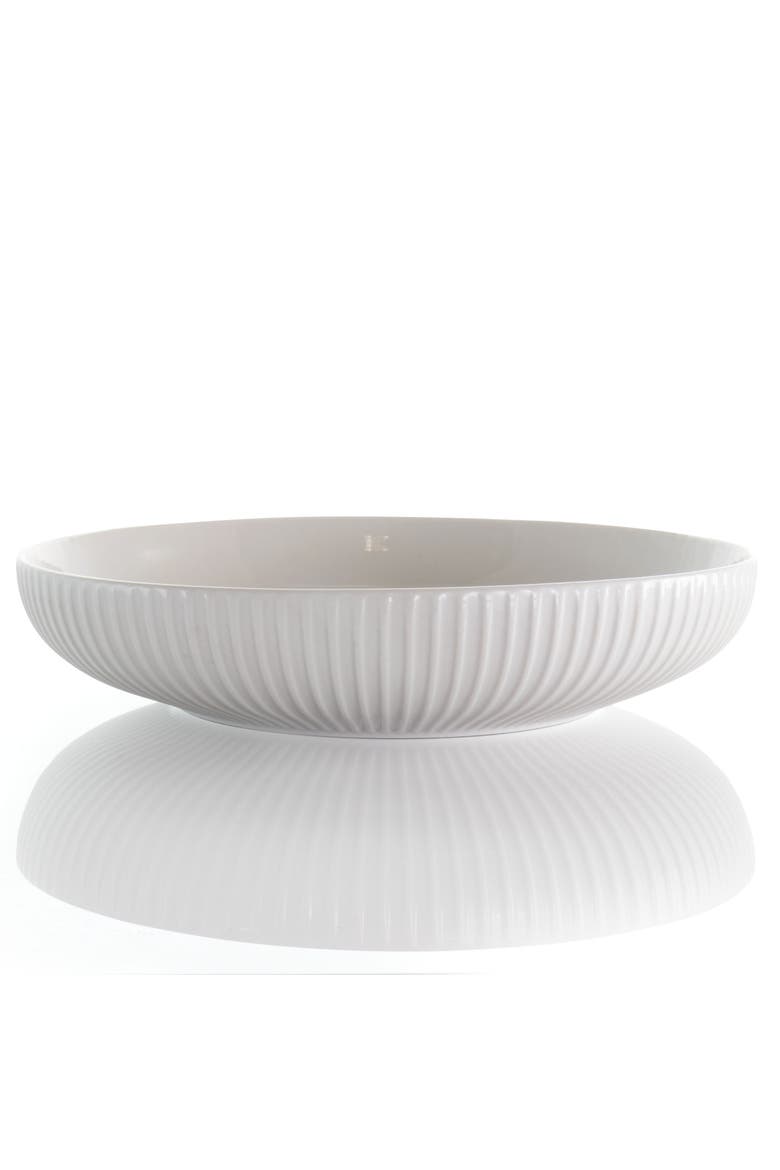 Elle 18 Piece Porcelain Dinnerware Set with 2 Large Serving Bowls, Alternate, color, White