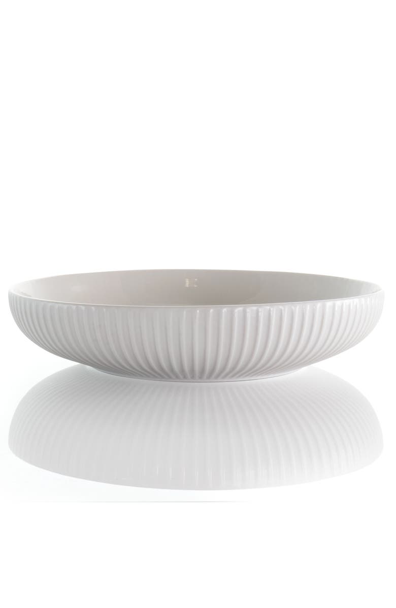 Elama Elle 18 Piece Porcelain Dinnerware Set with 2 Large Serving Bowls, Alternate, color, White