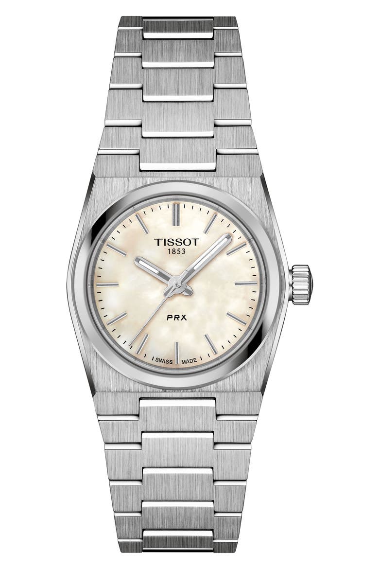PRX Stainless Steel Bracelet Watch, 25mm, Main, color, WHITE MOTHER OF PEARL