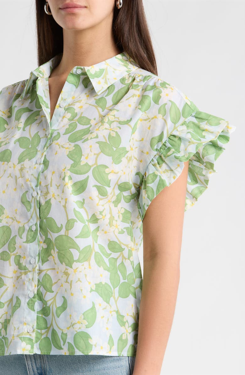 SUGARLIPS Kiany Floral Short Sleeve Button-Up Shirt, Alternate, color, Light-Blue-Green