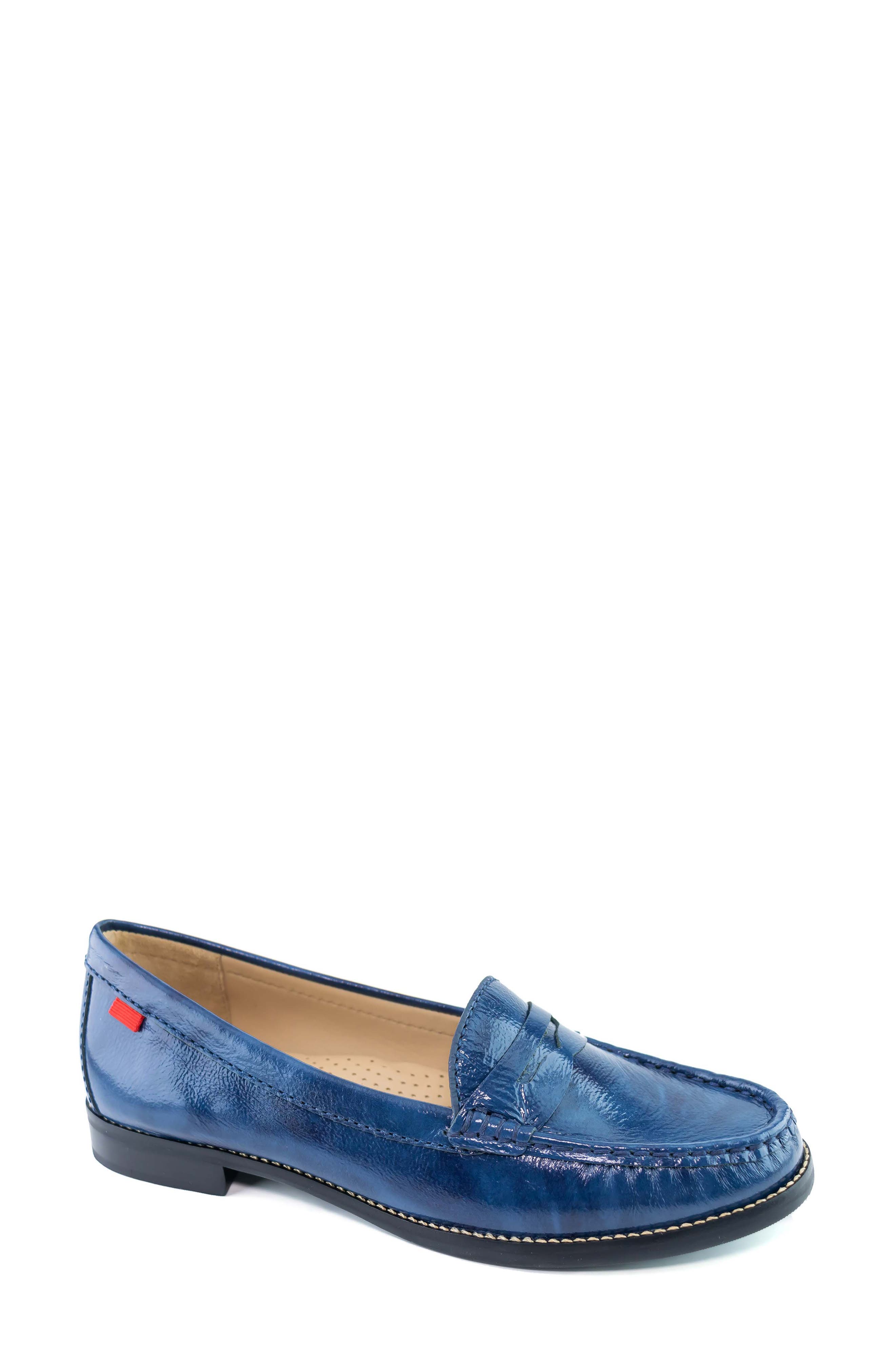 Marc Joseph New York East Village Penny Loafer in Atlantic Blue Soft Patent 