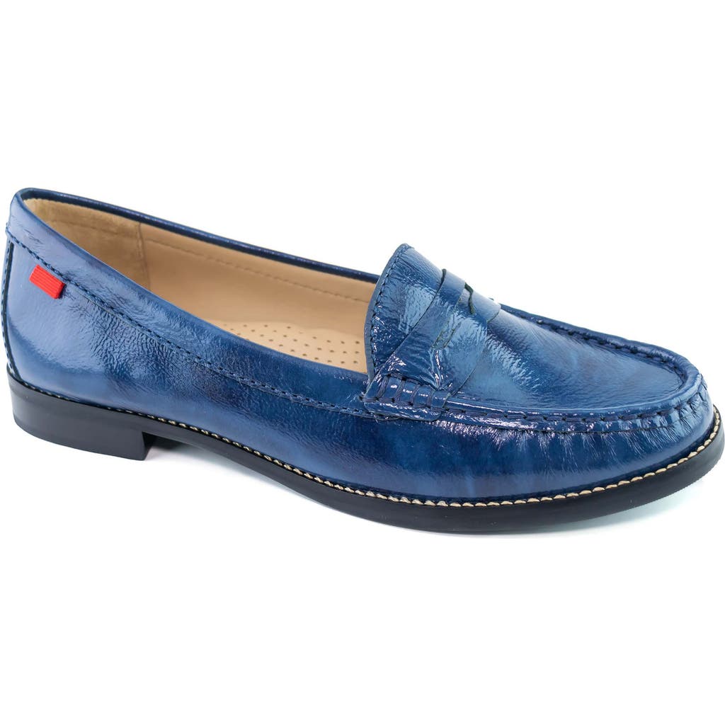 Marc Joseph New York East Village Penny Loafer In Atlantic Blue Soft Patent