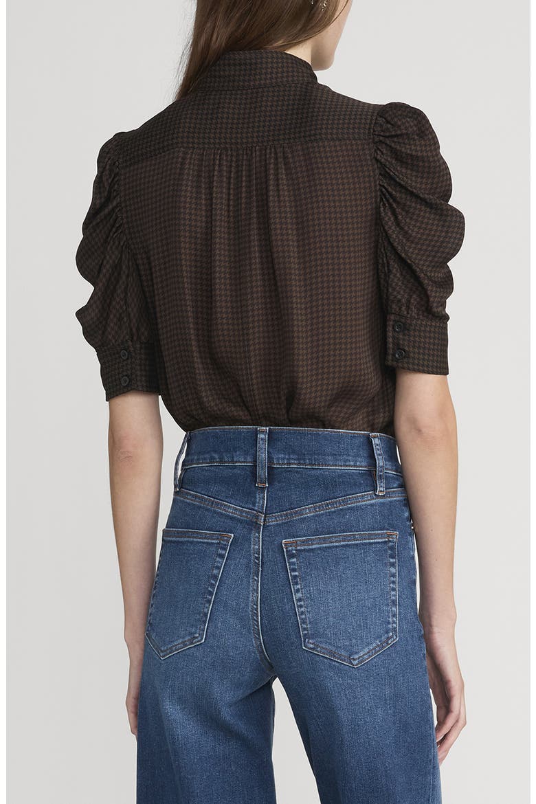 The Houndstooth Gillian Silk Button-Up Shirt, Alternate, color, AMERICANO MULTI