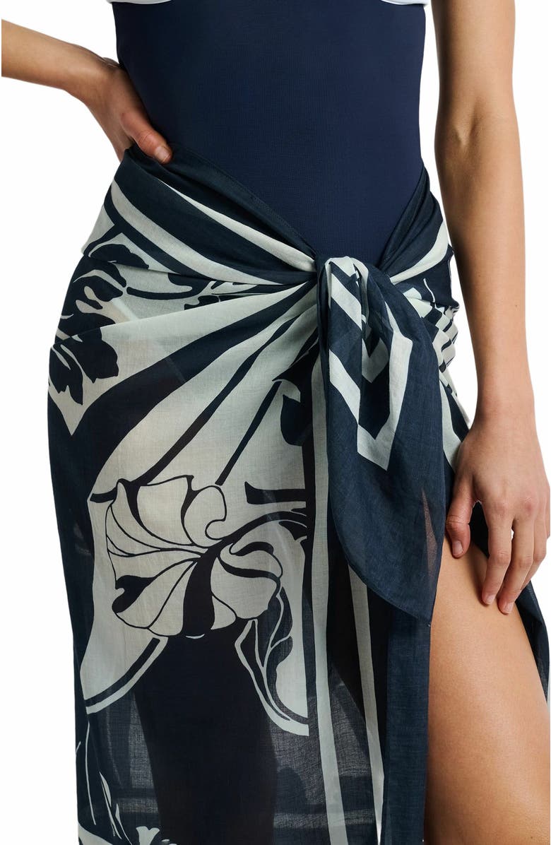 Onia Cotton Chiffon Pareo, Alternate, color, Deep Navy/Egret