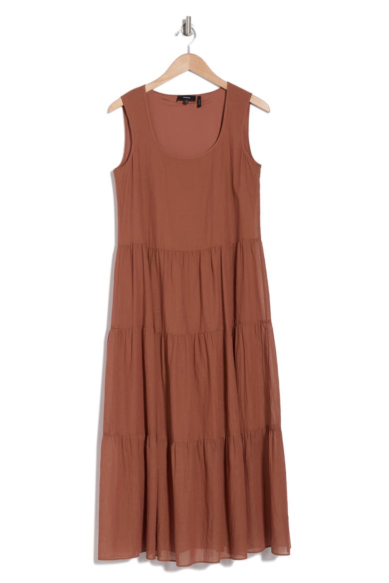 Sleeveless Tiered Cotton Maxi Dress, Alternate, color, TERRACOTT