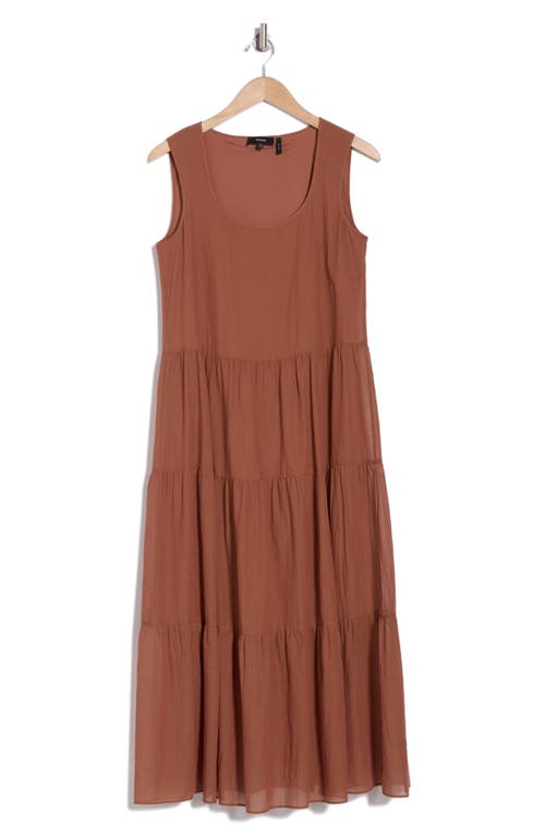 Theory Sleeveless Tiered Cotton Maxi Dress In Terracott