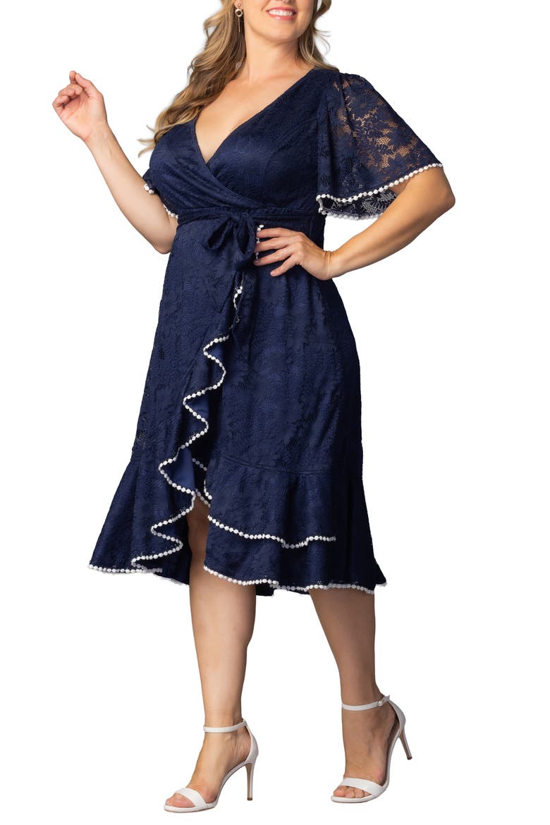 Palermo Lace Faux Wrap Dress, Alternate, color, NAVY BLUE