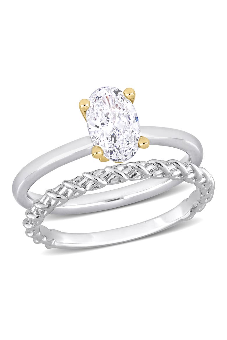 Diamond Oval Solitaire Bridal Ring Set 14k, Main, color, 14K Two-Tone Gold