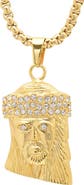 STEELTIME Men's 18k Gold Plated Jesus Head Pendant Necklace