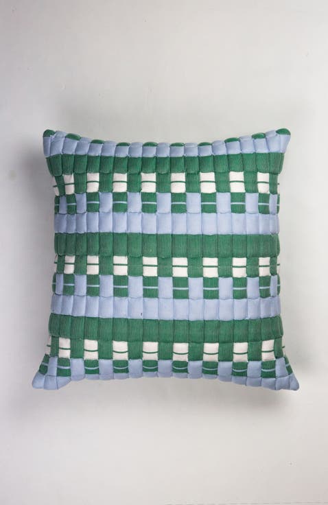 Quilted Sujani Checkered Throw Pillow