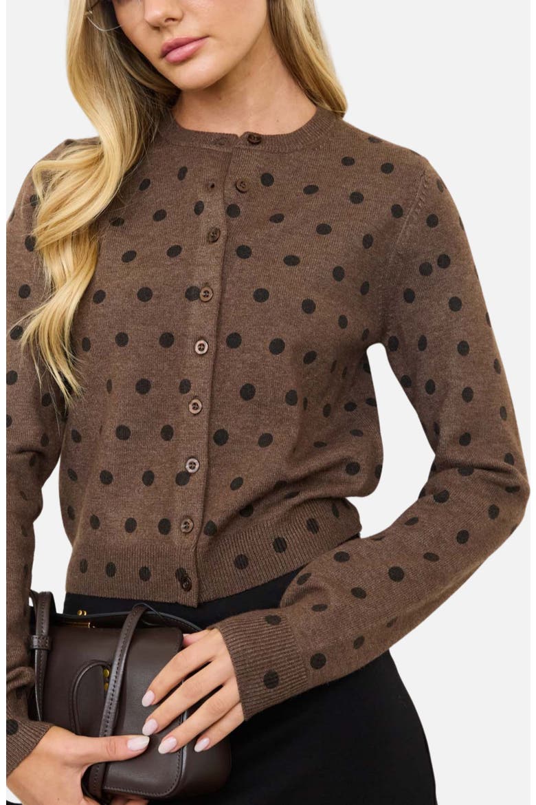 Polka Dot Cardigan, Alternate, color, CHOCOLATE BROWN