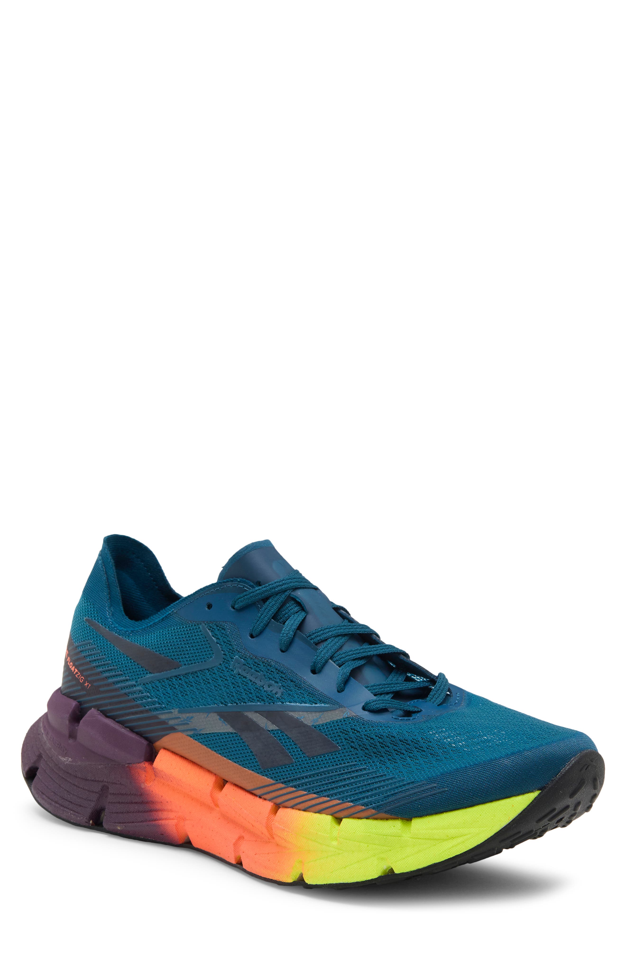 Floatzig X1 Running Shoe, Main, color, ESCAPE BLUE/DIGITL LIME/CORAL