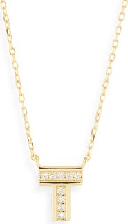 Argento Vivo Sterling Silver Cubic Zirconia Initial Pendant Necklace