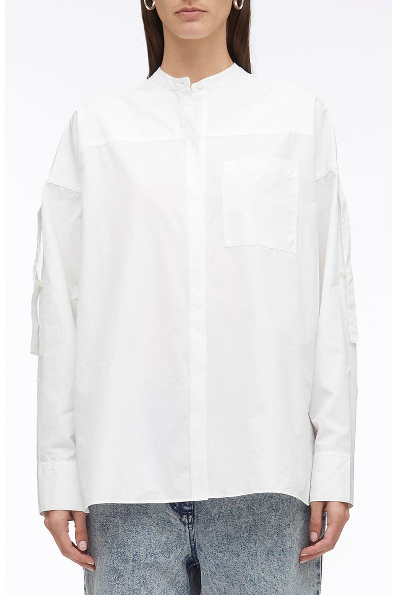 Cotton Poplin Shirt with Sleeve Ties, Main, color, WHITE