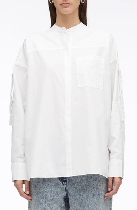Cotton Poplin Shirt with Sleeve Ties