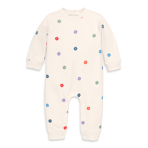 Primary Baby Sweatshirt Romper In Rainbow Grid In White
