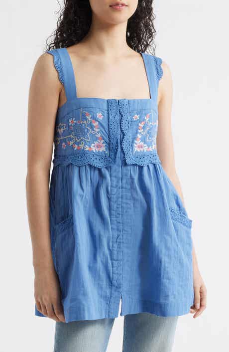 Free People Farrah Floral Lace Embroidered Babydoll Tunic