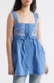 Free People Farrah Floral Lace Embroidered Babydoll Tunic