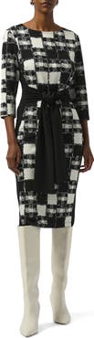 Joseph Ribkoff Jacquard Sheath Dress with Sash