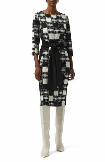 Jacquard Sheath Dress with Sash