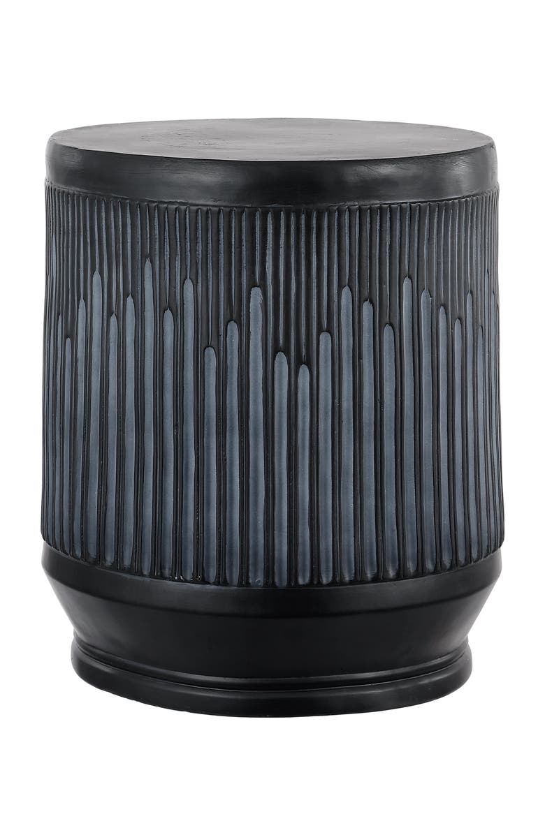 JONATHAN Y Kline 17.5" Mid-Century Modern Brutalist Indoor/Outdoor Accent Table, Main, color, Washed Black