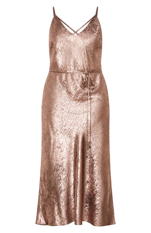 Shop City Chic Kaia Metallic Sleeveless Midi Dress In Metallic Gold