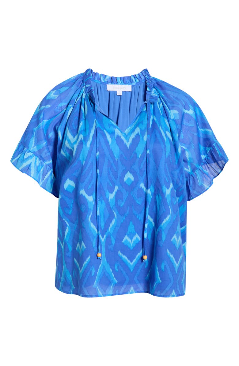 SUGARLIPS Carys Print Tie Neck Top, Alternate, color, Blues-Multi