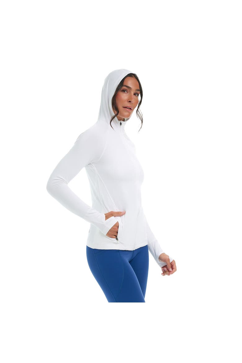 Women's Long Sleeve Full Zip Hoodie Jacket with Sun and UV Protection, Main, color, White