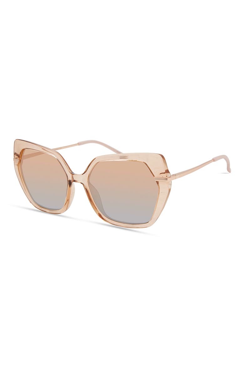 Indra 56mm Butterfly Sunglasses, Alternate, color, LIGHT CAMEL
