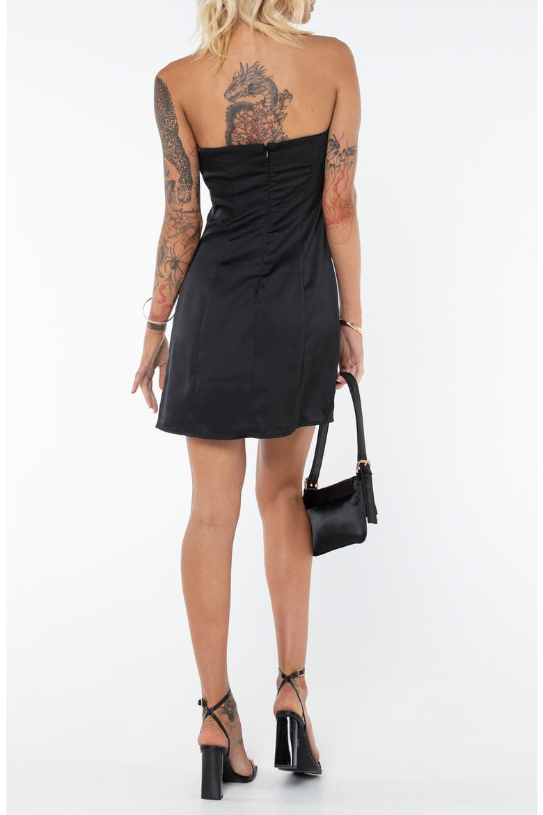 Kesy Bow Strapless Minidress, Alternate, color, BLACK