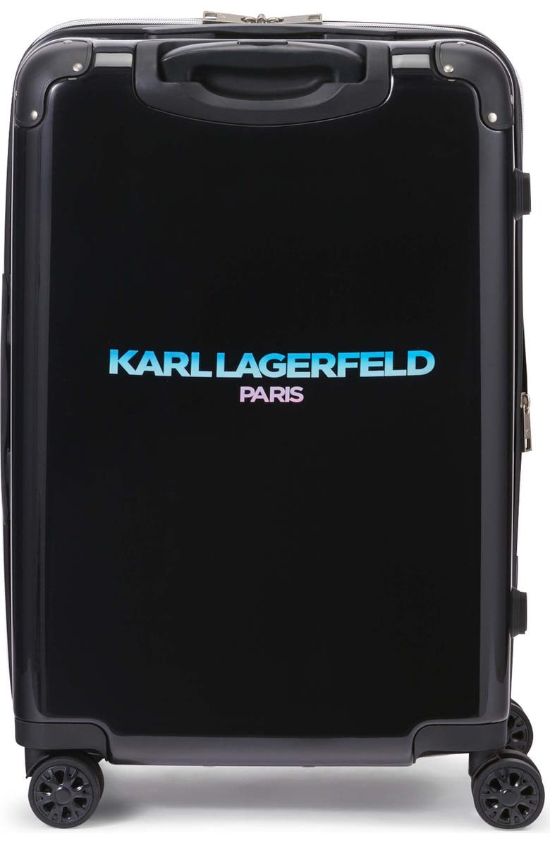 KARL LAGERFELD Karl Flowers Upright Suitcase, Alternate, color, Black