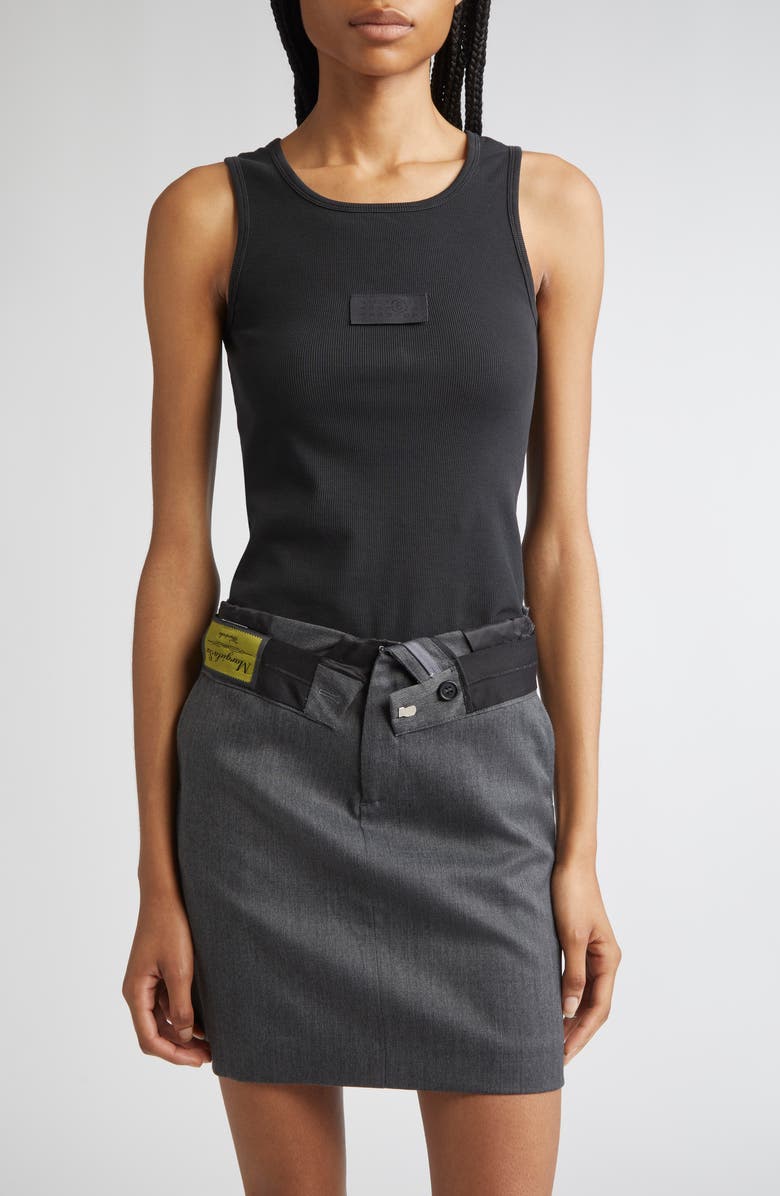 MM6 Maison Margiela Numeric Logo Patch Stretch Cotton Tank, Main, color, Black