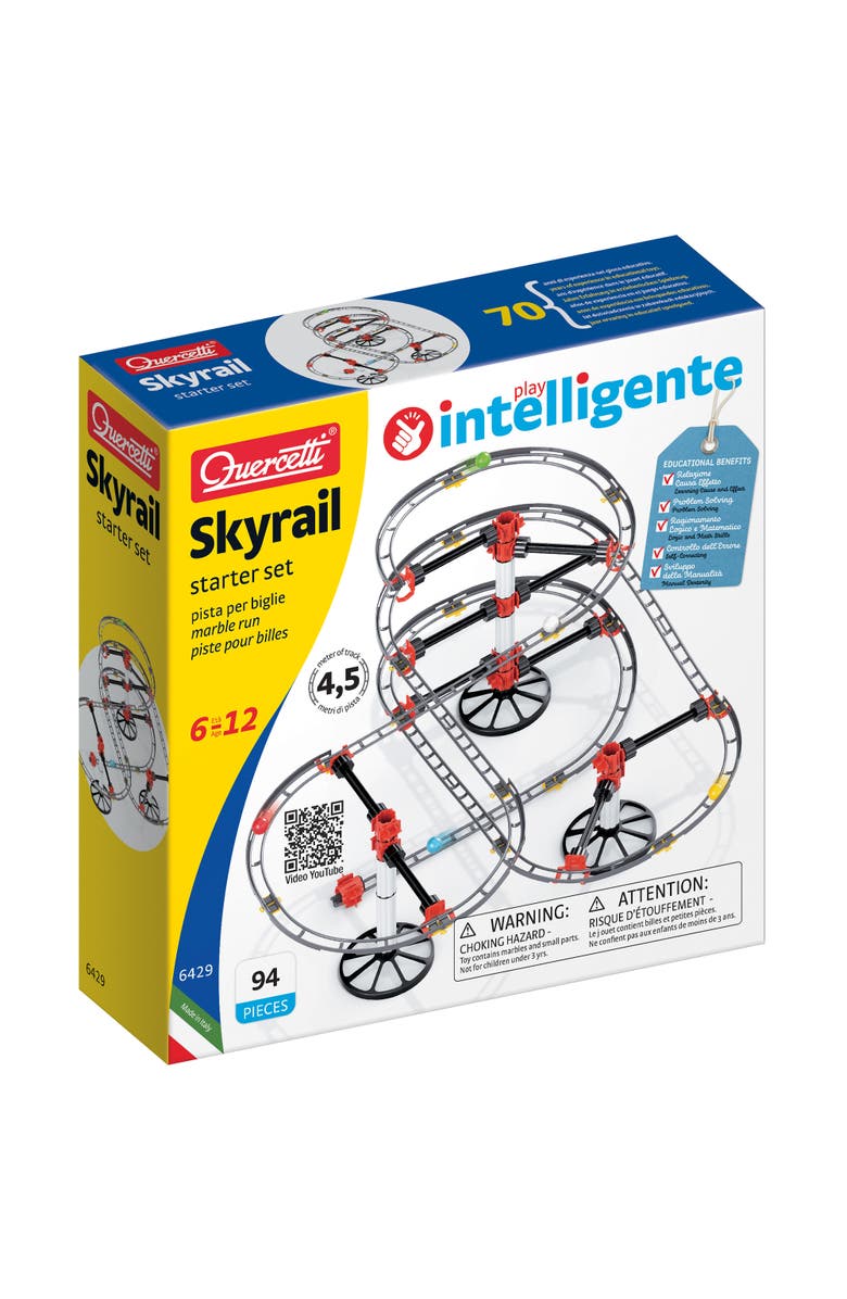Quercetti Skyrail Starter Set 94pc Rollercoaster Marble Ball Run, STEM Building, Main, color, Multicolored