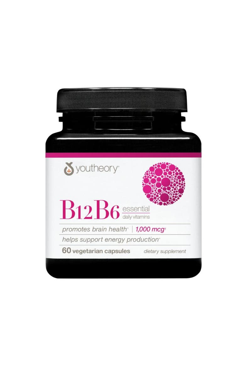 Vegan B12 and B6 Brain Health Energy Support Supplement 60 Vegetarian Capsules, Main, color, None