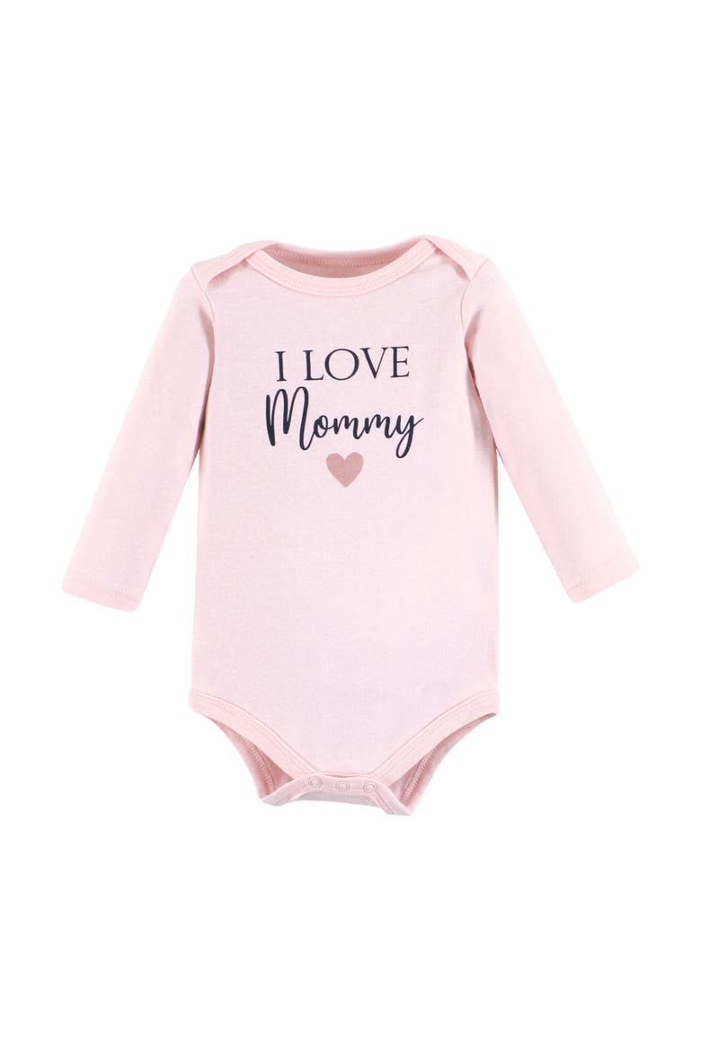 Little Soft Cotton Long-Sleeve One-Piece 3Pk, Alternate, color, Girl Mommy Pink Navy 3-Pack