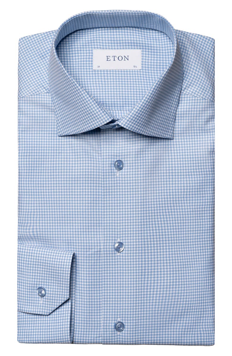 Eton Contemporary Fit Textured Stretch Dress Shirt, Alternate, color, Lt/ Pastel Blue