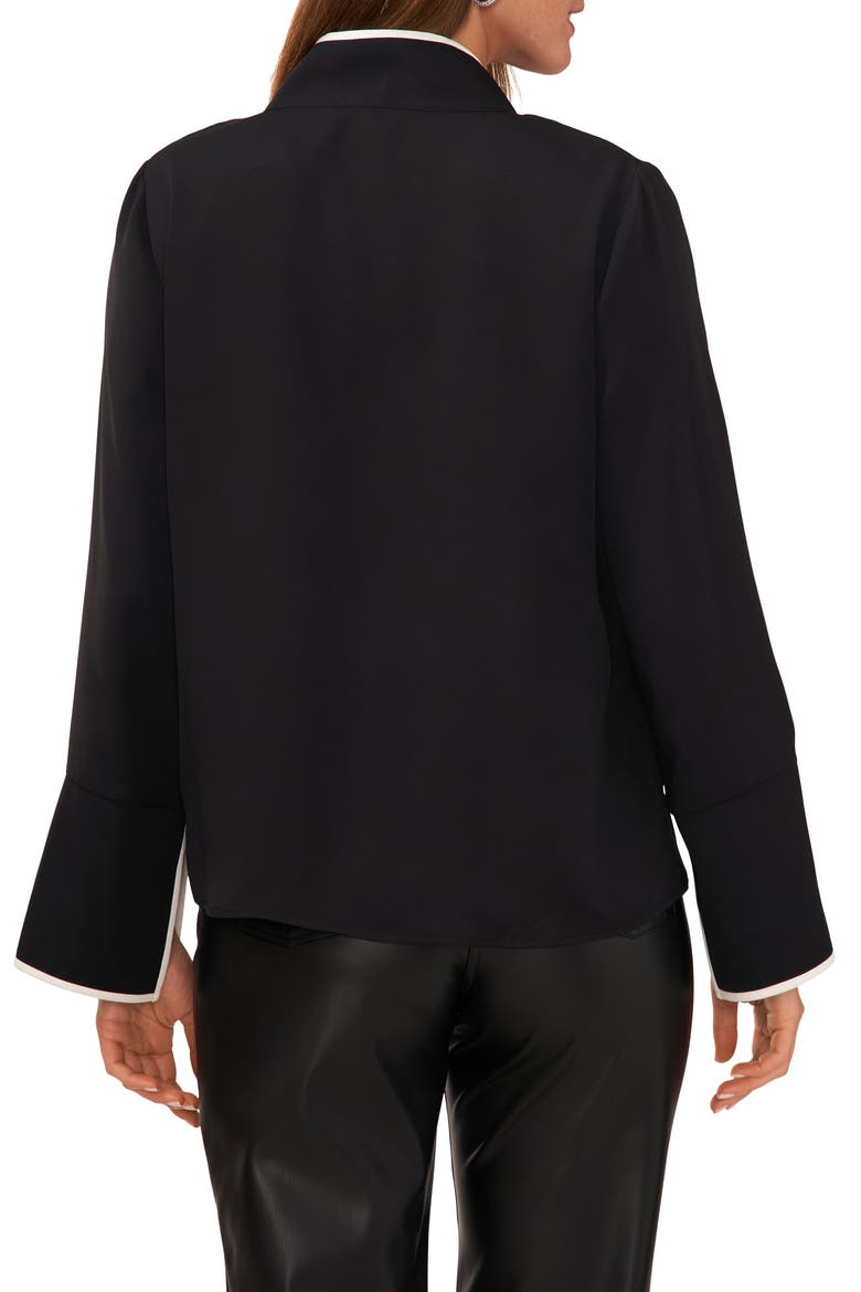 Trim Split Neck Top, Alternate, color, RICH BLACK