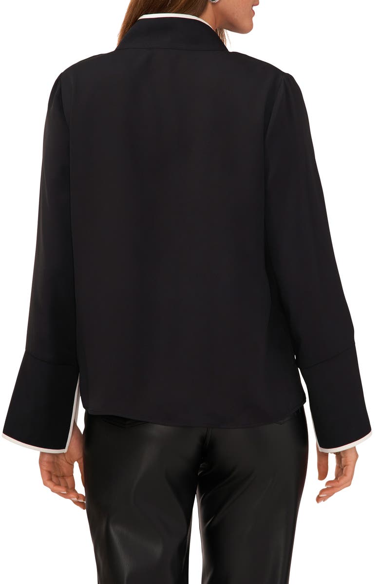 Vince Camuto Trim Split Neck Top, Alternate, color, Rich Black