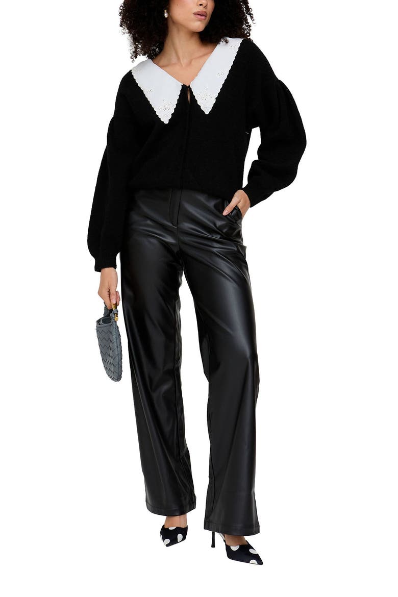 Gaia Wide Leg Leather Trouser, Alternate, color, Black