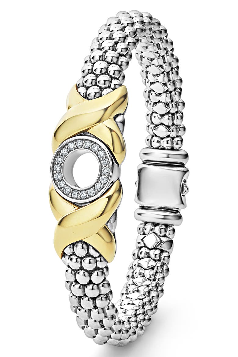 Embrace XO Pavé Diamond Caviar Bracelet, Alternate, color, GOLD/ SILVER
