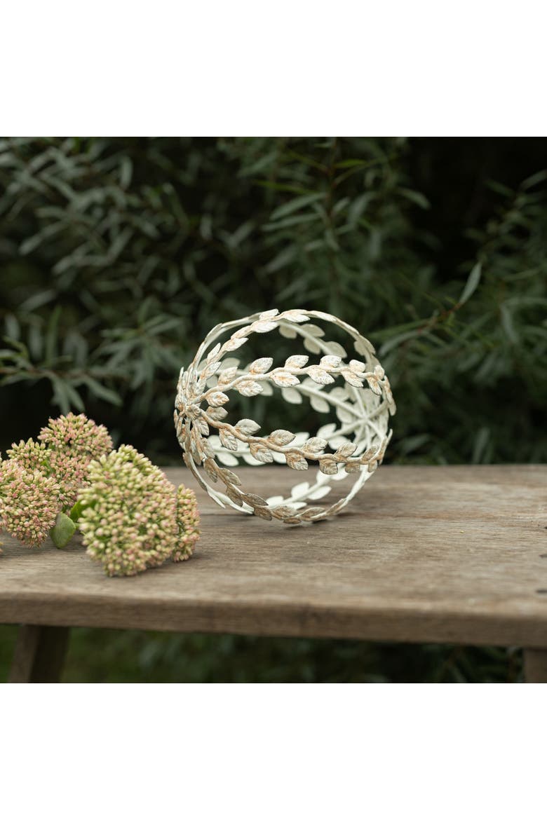 Floral Sphere Decorative Accent, Alternate, color, White
