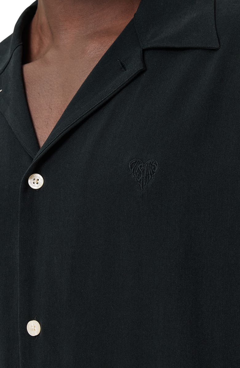 AllSaints Rialto Camp Shirt, Alternate, color, Blainn Black
