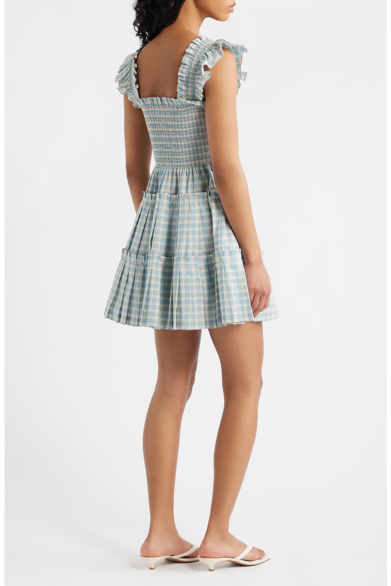 The Nap® Pleated Fit & Flare Minidress, Alternate, color, BLUE/ RED GINGHAM